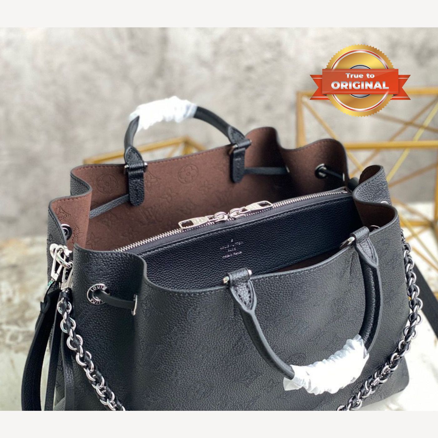 [True-to-ORIGINAL] Louis Vuitton Bella Tote Mahina Black For Women 12.6in/32cm